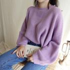 Puff-sleeve Chunky Knit Top