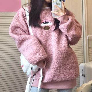 Cartoon Embroidered Fleece Sweatshirt