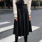 High Waist A-line Pleated Skirt Black - One Size