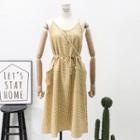 Tie-waist Ruffled-trim Checked Dress
