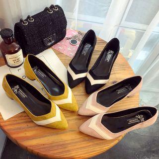 Contrast Trim Chunky Heel Pumps