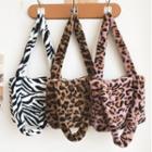 Fleece Leopard Print Tote Bag