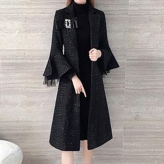Tweed Flared-sleeve Button Coat