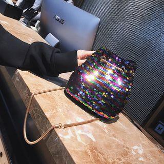 Sequined Drawstring Bucket Bag