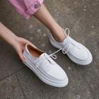 Genuine Leather Lace-up Platform Shoes