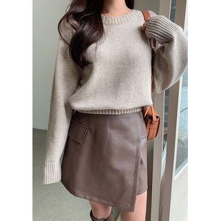 Raglan-sleeve Woolen Sweater