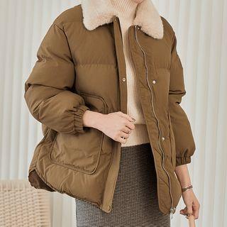 Faux-fur Collar Zip-up Padded Jacket