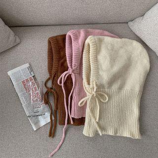 Drawstring Knit Balaclava Hat