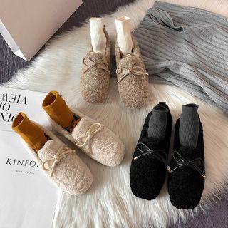 Bow Accent Fluffy Loafers