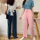 Cropped Wide-leg Pants / Plain Short-sleeve T-shirt