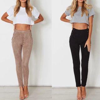 Lace-up High-waist Skinny Pants