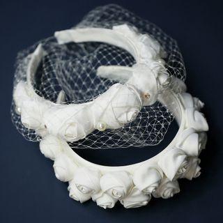 Wedding Floral Accent Headband/ With Mesh
