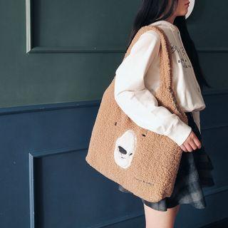 Faux Shearling Bear Tote Bag