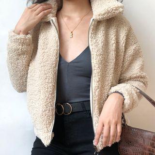 Loose-fit Collared Fleece Jacket