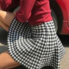Tie-waist Gingham A-line Midi Skirt