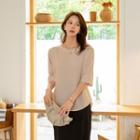Colored Dolman-sleeve Blouse