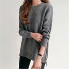 Zip-side Wool Blend Long Sweater