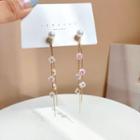 Faux Pearl Flower Fringe Sterling Silver Drop Earring 1 Pair - White & Gold - One Size