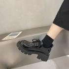 Patent Platform Block Heel Lace-up Shoes
