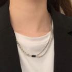 Rhinestone Pendant Layered Alloy Necklace Silver - One Size