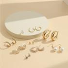 Set Of 9: Faux Pearl / Alloy Earring (various Designs) 54240 - Gold - One Size