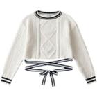 Tie-waist Cable Knit Cropped Sweater