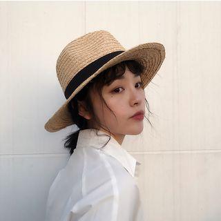 Banded Straw Hat As Shown In Figure - One Size