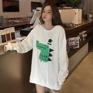 Crocodile Print Sweatshirt White - One Size