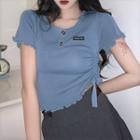 Short-sleeve Drawstring T-shirt Blue - One Size