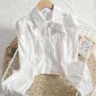 Cut Out Blouse White - One Size