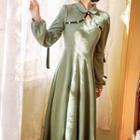 Cutout Long-sleeve A-line Midi Dress