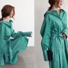 Tie-waist Dip-back Check Shirtdress