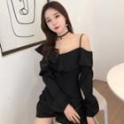 Cold Shoulder Long-sleeve Ruffled Playsuit
