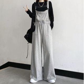 Wide Leg Jumper Pants Light Gray - One Size