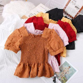 Ruffled-trim Smocked Blouse
