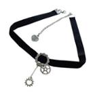 Gear Pendant Velvet Choker X045 - Black - One Size