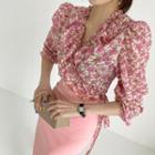 Frilled Bloom Wrap Blouse