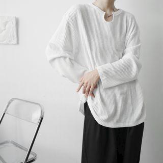 Long Sleeve Plain Waffle T-shirt