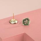 925 Sterling Silver Lotus Earring 1 Pair - Es1375 - Gold - One Size