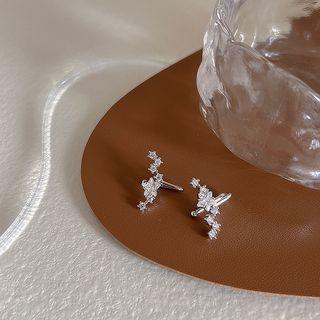 Star Rhinestone Alloy Cuff Earring 1pc - Silver - One Size
