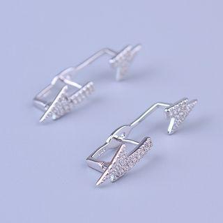 925 Sterling Silver Rhinestone Lightning Earring