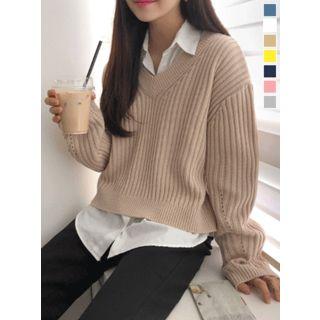 Cutaway Tie-back Rib-knit Top