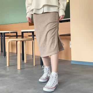 Drawcord Knit H-line Midi Skirt
