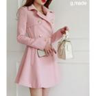 Double-breasted Flared Coatdress With Belt