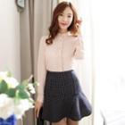 Mandarin-collar Lace-trim Blouse