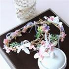 Bridal Set: Flower Wreath + Necklace + Clip-on Earrings