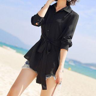 Tie-waist Chiffon Shirt