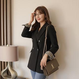 Double-breasted Plaid-lining Blazer