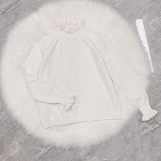 Frill Trim Sweater White - One Size