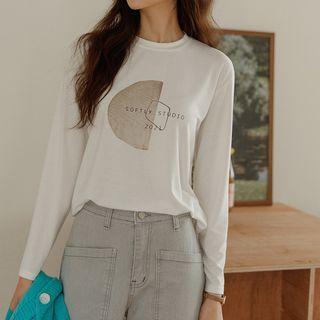 Letter Printed Textured T-shirt